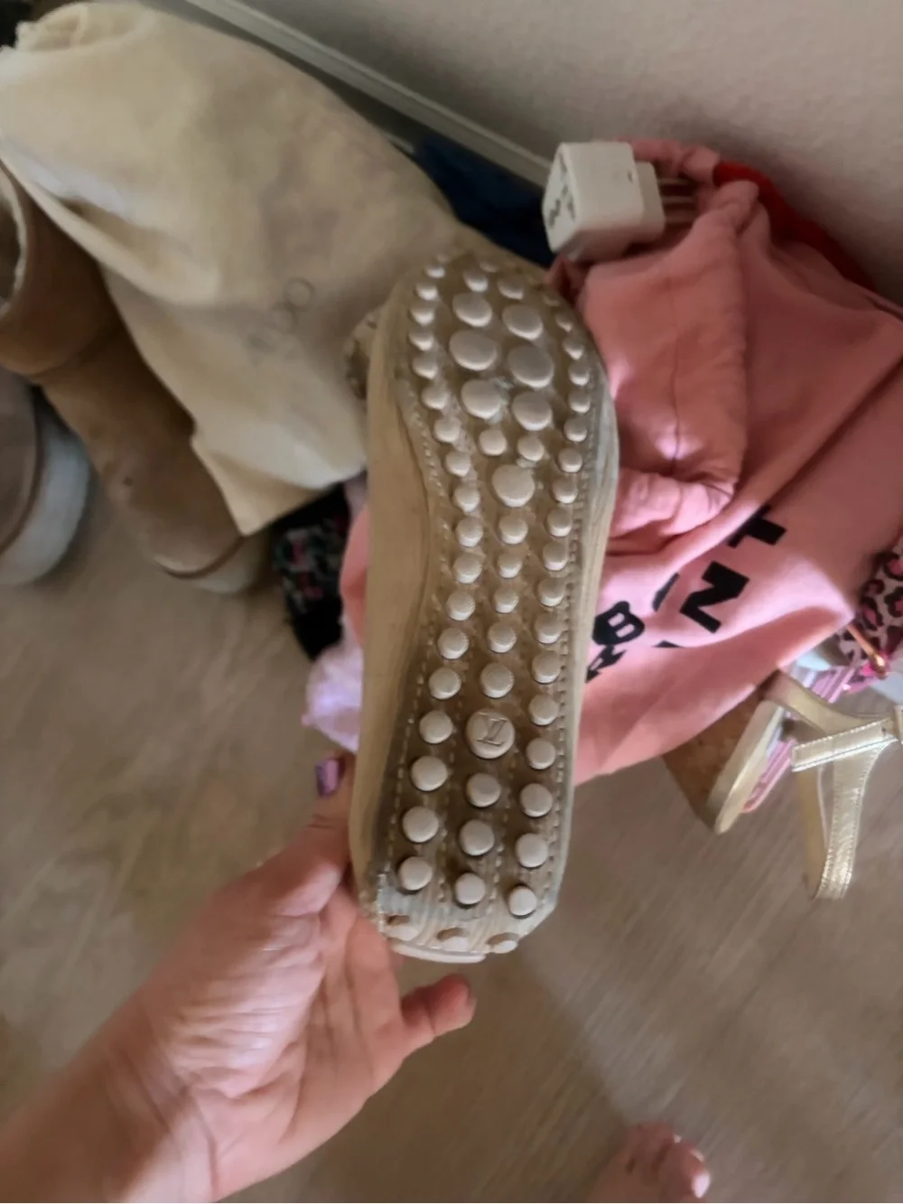 Louis Vuitton Beige Flats with Gold Accent